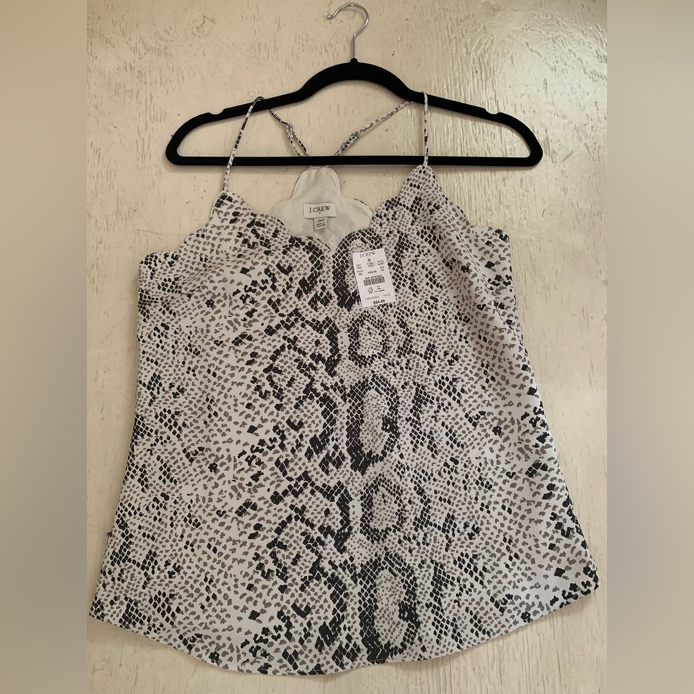 J. Crew Scallop Neck Snake Print Cami in Black & White - Picture 9 of 10